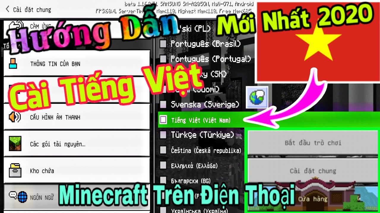 Hướng Dẫn Cài Tiếng Việt Cho Tất Cả Phiên Bản Minecraft Pe Trên Điện Thoại Mới Nhất Năm 2020. Mới Nhất