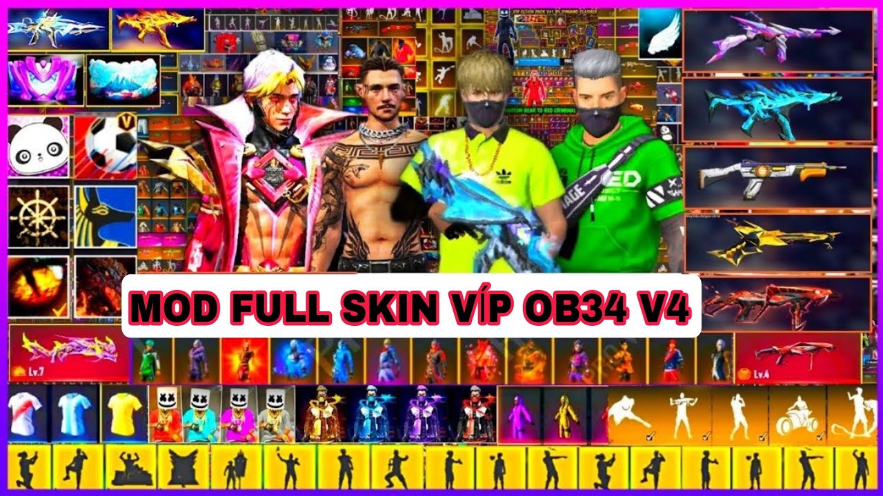 Hướng Dẫn MOD FULL SKIN FREE FIRE OB34 FULL SKIN TRANG PHỤC_SÚNG_ HÀNH ĐỘNG ff thuờng ff max NOBAND Mới Nhất