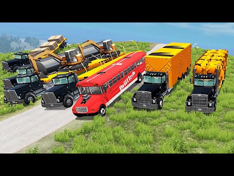 Xe cần cẩu,xe ô tô lao dốc,Xe trộn bê tông,chùm vui vẻ.  Chơi game #PlaygroundTVBeamng L2 /01 Mới Nhất