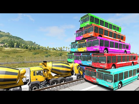 Xe cần cẩu,xe ô tô lao dốc,Xe trộn bê tông,chùm vui vẻ.  Chơi game #PlaygroundTVBeamng L2 #930 Mới Nhất